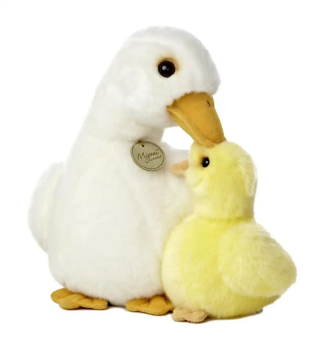 2 duck plushies with a mom and baby duck